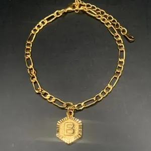 Authentic The Golden Sigil Initial Figaro Anklet Of Personal Destiny