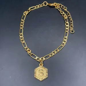 Authentic The Golden Sigil Of Sovereignty Letter S Figaro Anklet