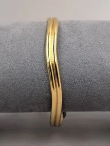 Authentic The Gilded Waves Of Fate 24K Gold Plated Sculptural Bangle