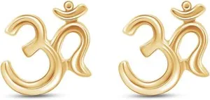 Authentic Golden Resonance Om Stud Earrings In Sterling Silver
