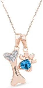 Authentic Celestial Canine Bond Talisman In Radiant 14K Gold Over Silver With Simulated Blue Topaz