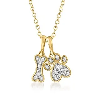 Authentic The Celestial Bond Talisman Gold- Plated Diamond Dog Bone And Paw Amulet