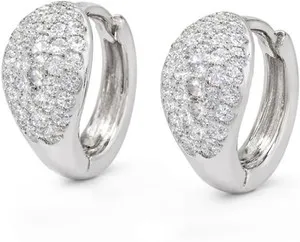 Authentic Celestial Orbits 1.2 Cttw Lab- Created Diamond Head Drop Hoop Earrings In 14K White Gold Plated Finish