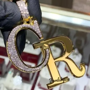 Authentic Radiant Monogram Of Light Lab- Grown Diamond Initial Talisman In 14K Gold- Plated Sterling Silver