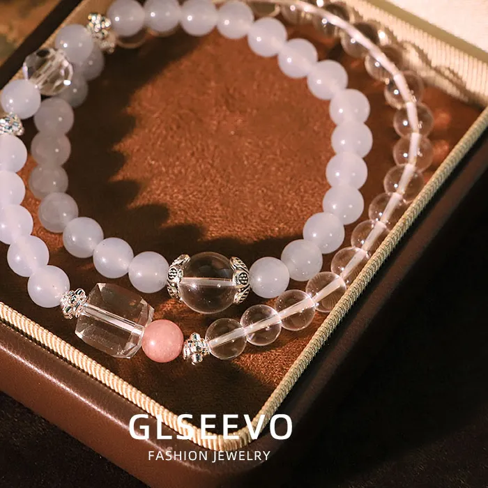 Authentic Talisman Of Tender Tides Rose Quartz And Azure Dual- Circle Artisan Bracelet