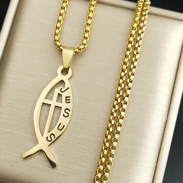 Authentic Sacred Vessel of Aquatic Devotion: Ichthys Jesus Fish Cross Pendant