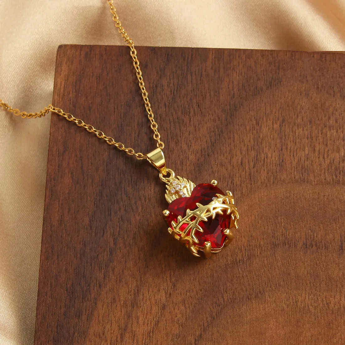 Authentic Radiant Sacred Heart Cross: Gold‑Plated Guardian of Love