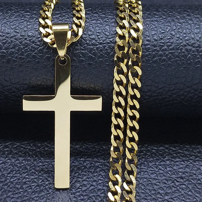Authentic The Radiant Savior: Sacred Cross Amulet in Gilded Steel