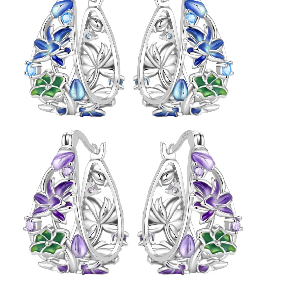 Authentic Whispers Of The Lotus Sacred Water Lily Silver Hoops