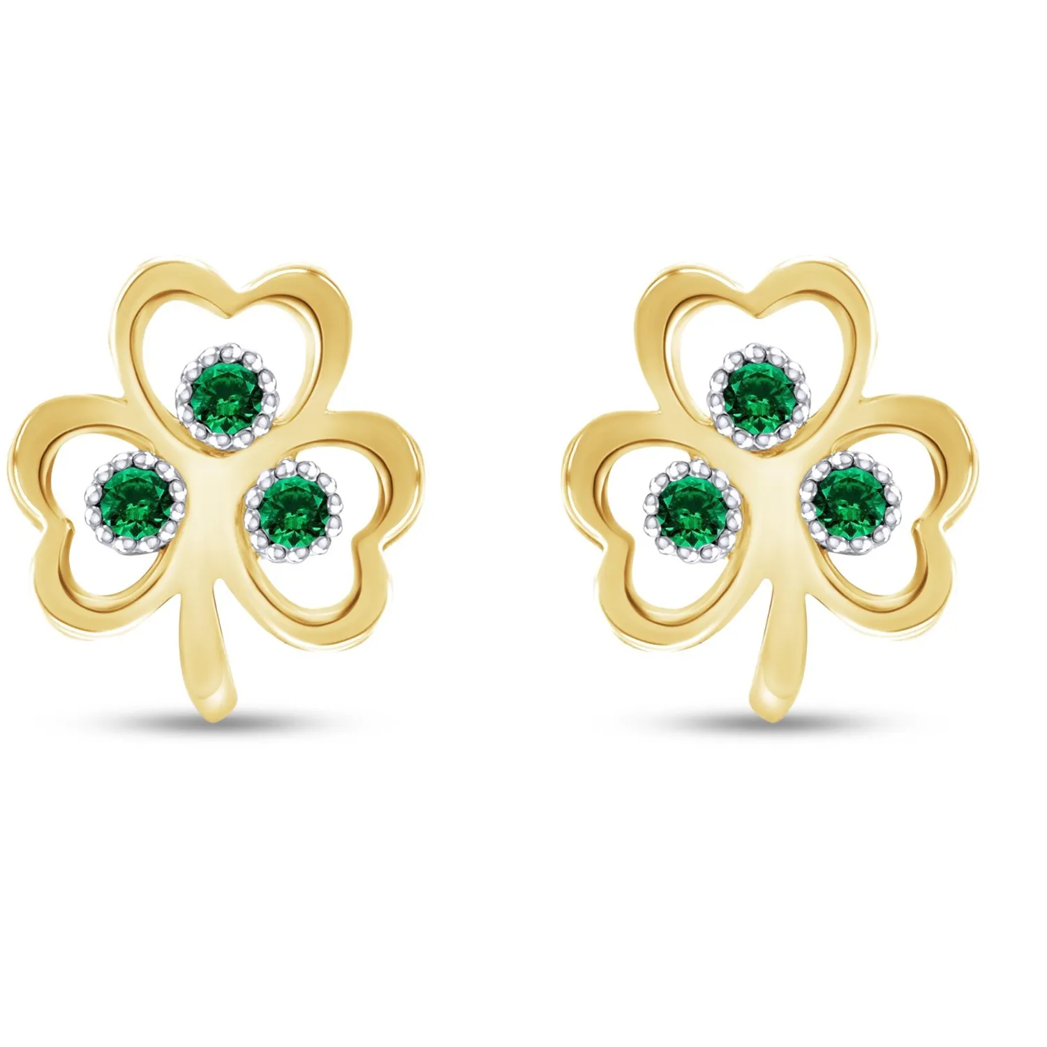 Authentic Sacred Shamrock Studs: Verdant Emerald Talismans of Fortune