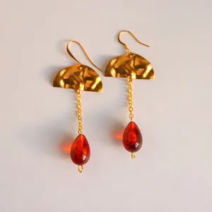 Authentic Radiant Sunfire Amber Lucite Talisman Earrings