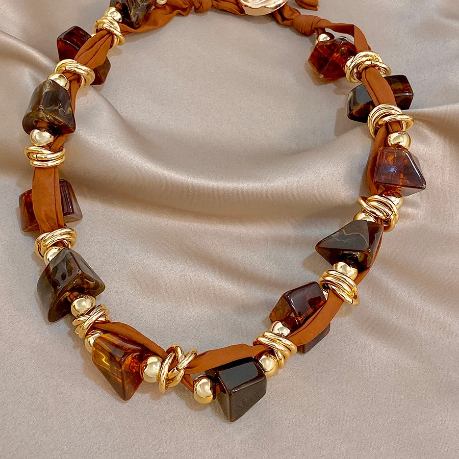 Authentic The Sunken Sun Choker Organic Amber And Golden Ray Talisman