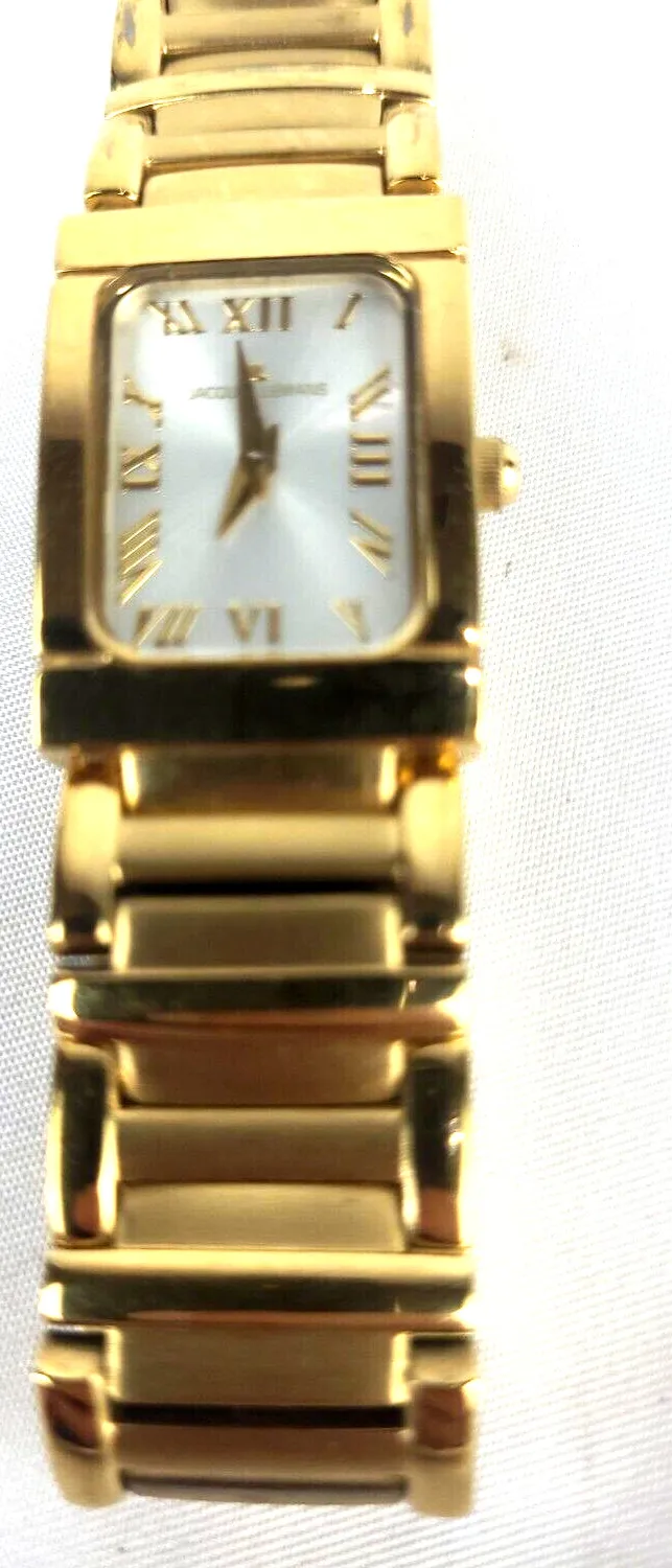 Authentic VTG Jacques Lemans Women's Swiss 10 Micron Gold Plated Pearl White 1-1034 Runs