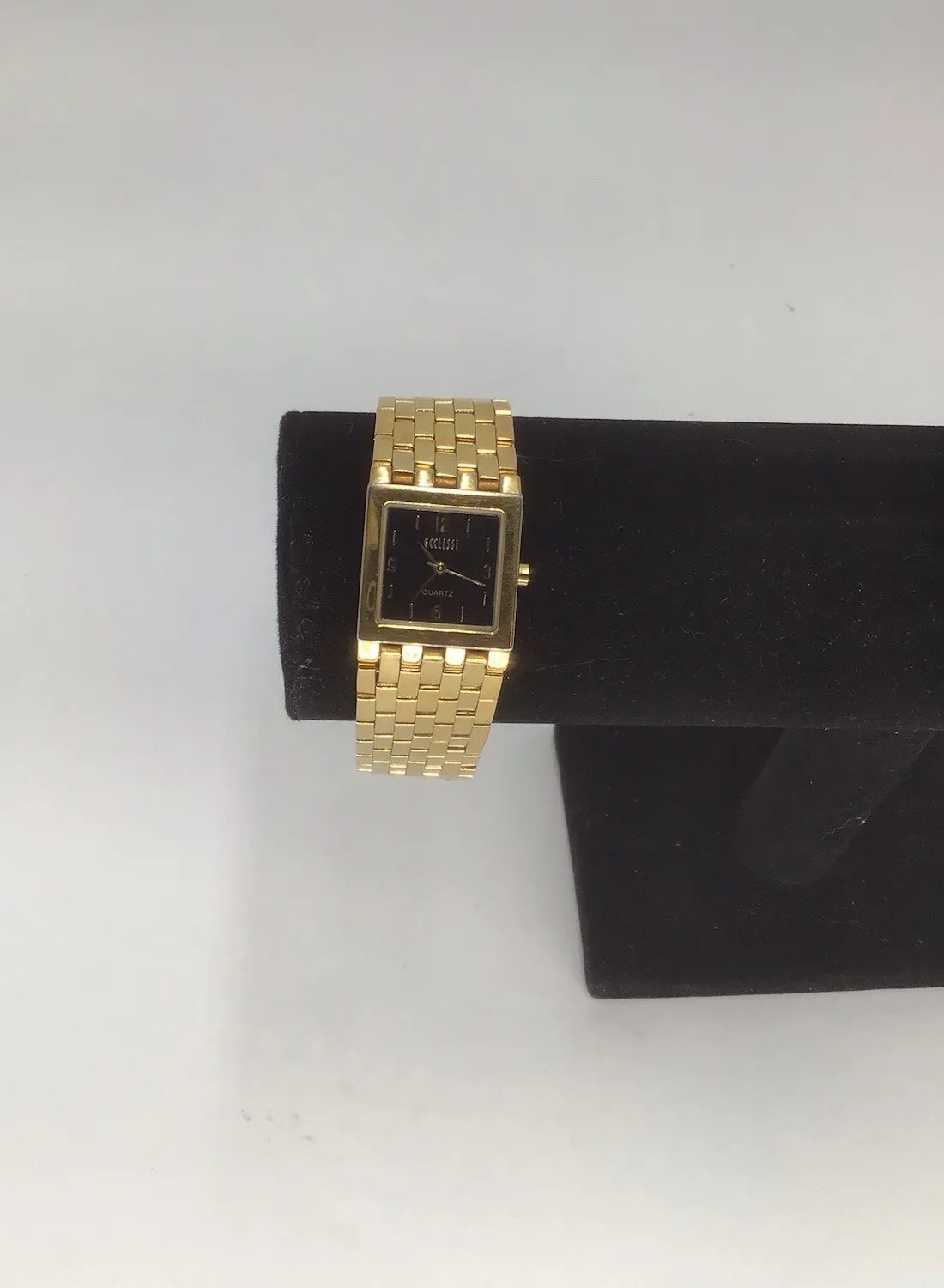 Authentic Ecclissi Watch 3 Micron Gold Plated Black Face Battery