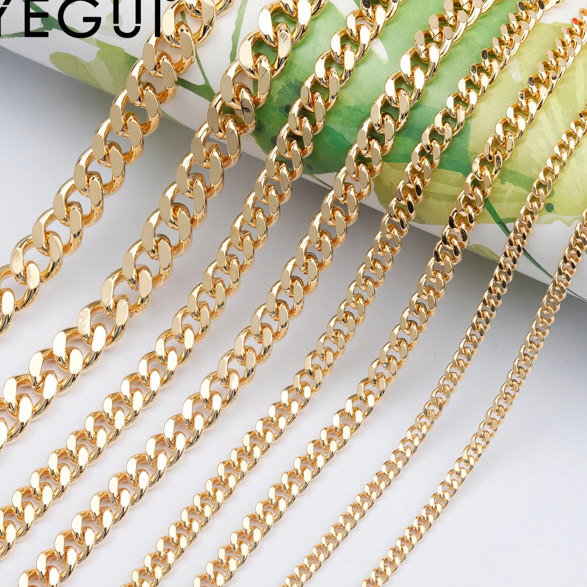 Authentic YEGUI C91,jewelry accessories,18k gold plated,0.3 microns,diy chain,charms,hand made,diy bracelet necklace,jewelry making,1m/lot