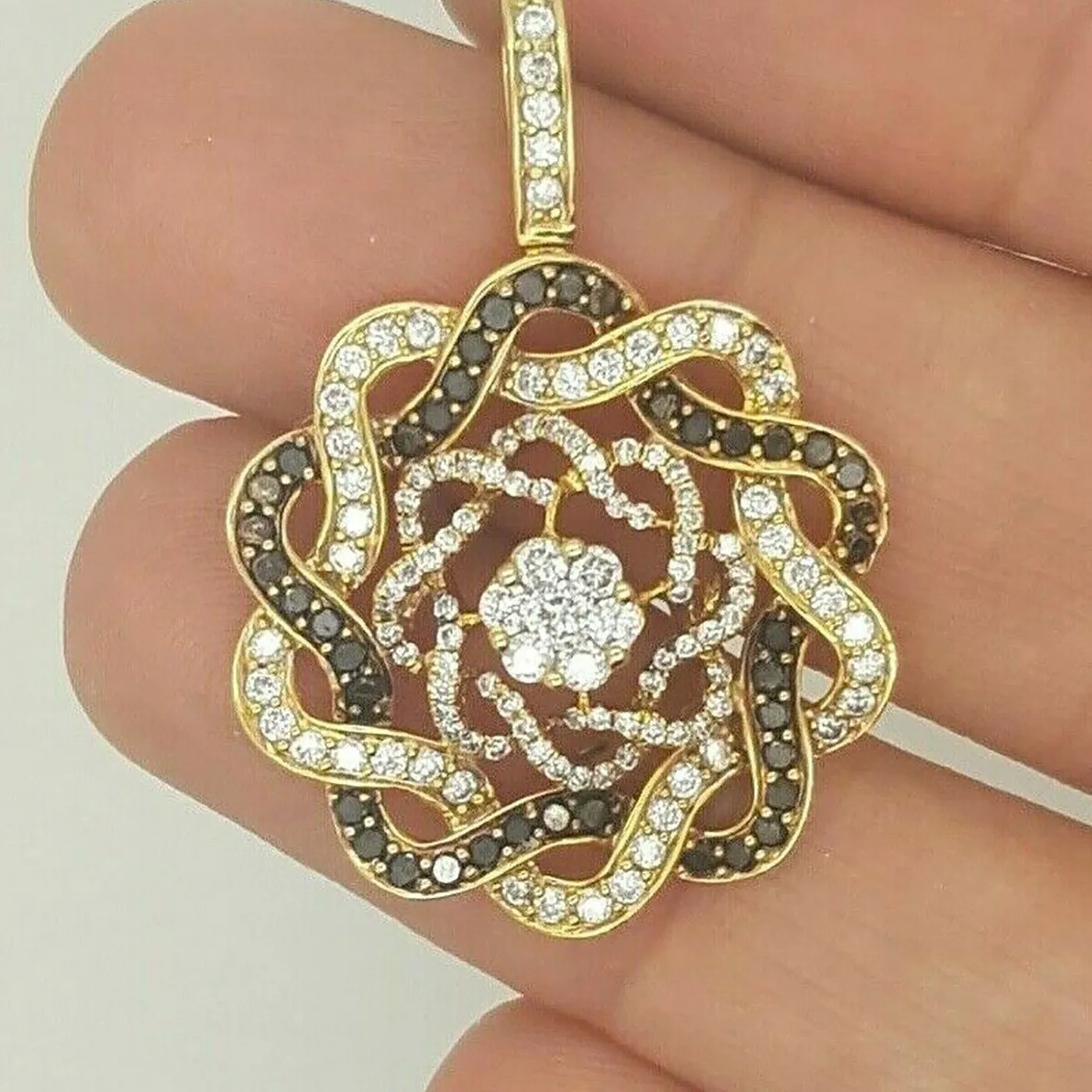 Authentic Golden Spiral of Light – 2‑Carat Simulated Diamond Pendant