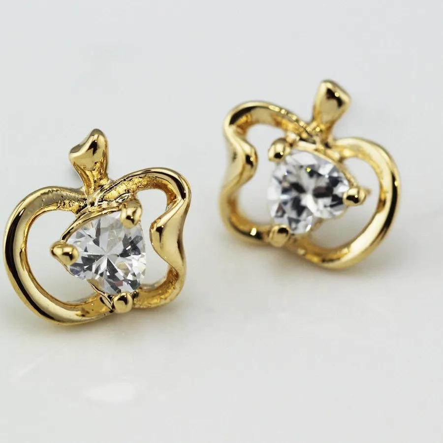 Authentic Gilded Orchard Whispers Crystal Apple Studs