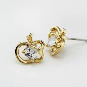 Authentic Blossoming Abundance: 18K Gold Plated Apple of Knowledge Stud Earrings