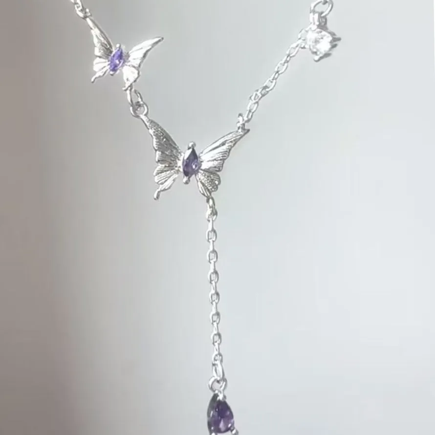 Authentic Ethereal Butterfly Shadow Gold- Plated Talisman And Mystic Purple Pendant