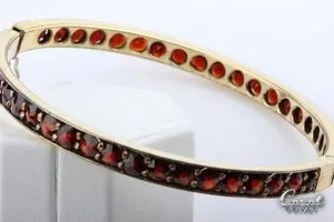 Authentic Garnet Bangle Antique Biedermeier 800er Gold Plated Altbömische Garnet Antique