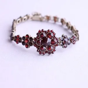 Authentic The Ethereal Bloom: Vintage Bohemian Garnet and Gilded Silver Talisman