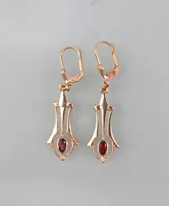Authentic Whispers Of The Garnet Bloom Art Nouveau Earrings Bathed In Rose Gold Light