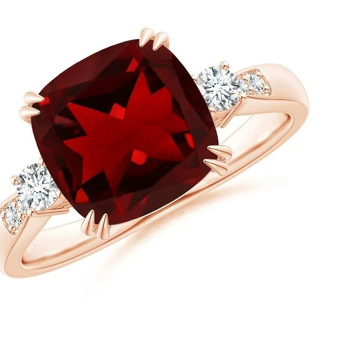 Authentic Lab Grown Beautiful Garnet Ring 18K Rose Gold Filled Ring Gold Plated Ring