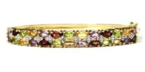 Authentic Celestial Convergence Multistone Gold-Plated Bangle