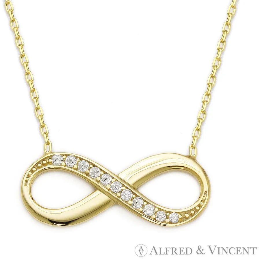 Authentic Infinity Charm Pendant Forever Figure 8 Symbol Sterling Silver Crystal Necklace