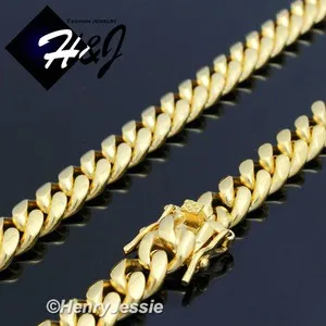 Authentic 18-40"MEN Stainless Steel 7mm Silver/Gold Plated Miami Cuban Curb Necklace*N154