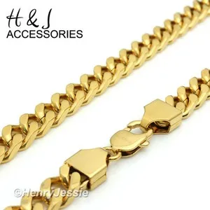 Authentic 18-40"MEN Stainless Steel WIDE 9x4mm Gold Plated Classic Cuban Curb Necklace