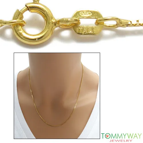 Authentic Sacred 14K Gold‑Plated Sterling Silver Box Chain - 1mm Mystical Aura Necklace