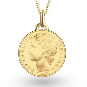 Authentic Ancient Italian Blessing: 18K Gold Plated Luminous Coin Pendant