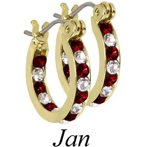 Authentic Gold Plated Genuine Austrian Crystal 16mm Birthstone Hoop Earrings in 12 Months