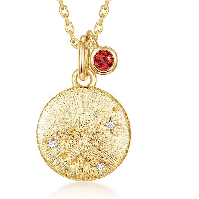 Authentic Celestial Gold‑Plated Zodiac Birthstone Pendant – Mystic Necklace for Women