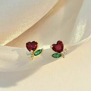 Authentic Sacred Vessel of Endless Love: A 14k Yellow Gold Plated Garnet Earring
