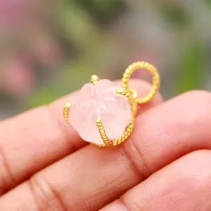 Authentic Talisman Of The Eternal Heart Carved Rose Quartz In 14K Gold