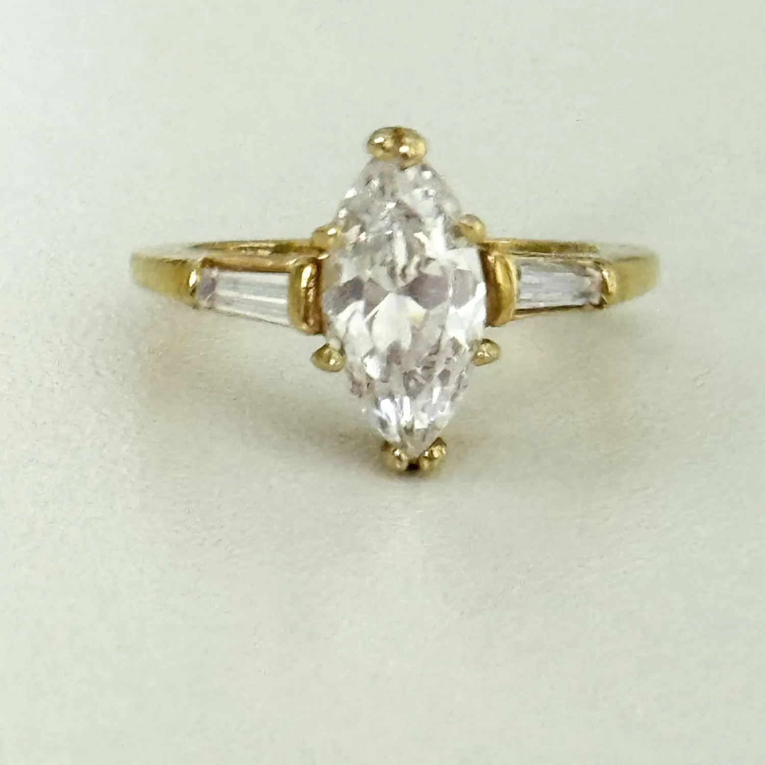 Authentic The Golden Triad Marquise Ring of Clear Radiance