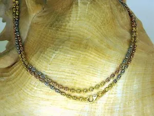 Authentic Celestial Trinity Aura Chain - Sacred Tricolor Gold and Silver Bead Talisman