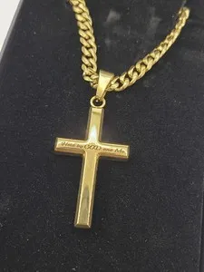 Authentic The Golden Path Pro Cross 14K Plated Pendant and Chain