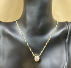 Authentic AQUA for Bloomingdale's CZ Ball Chain Pendant Necklace 14kt Gold Plated NWT $45