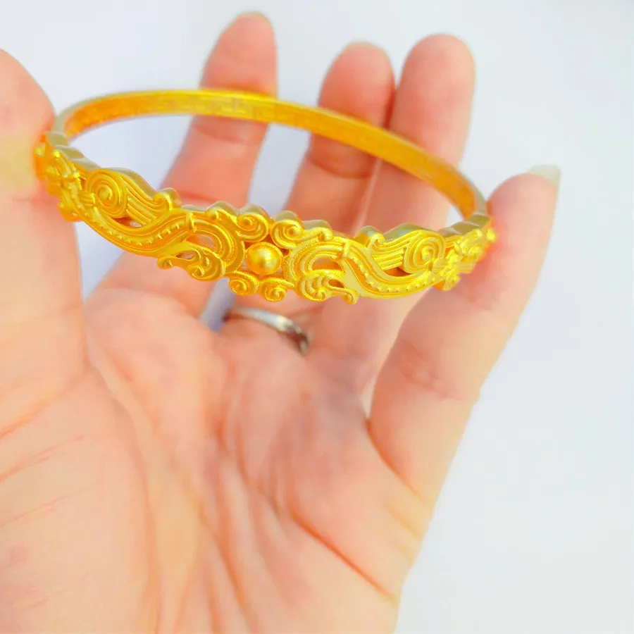 Authentic The Celestial Dragon And Phoenix Gold- Plated Bangle Of Eternal Harmony