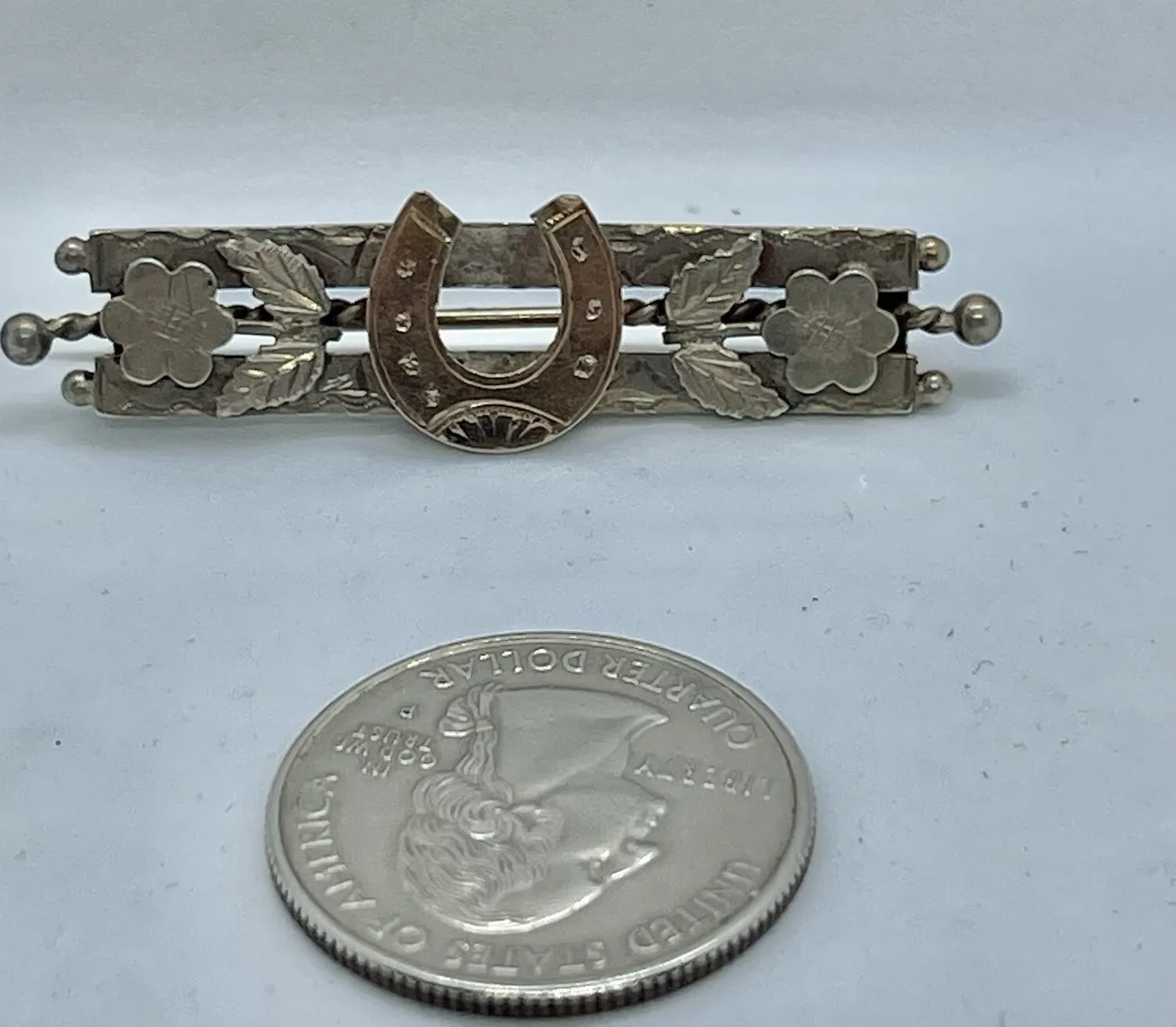 Authentic Shield of Good Fortune: Rose Gold Plated Horseshoe Brooch