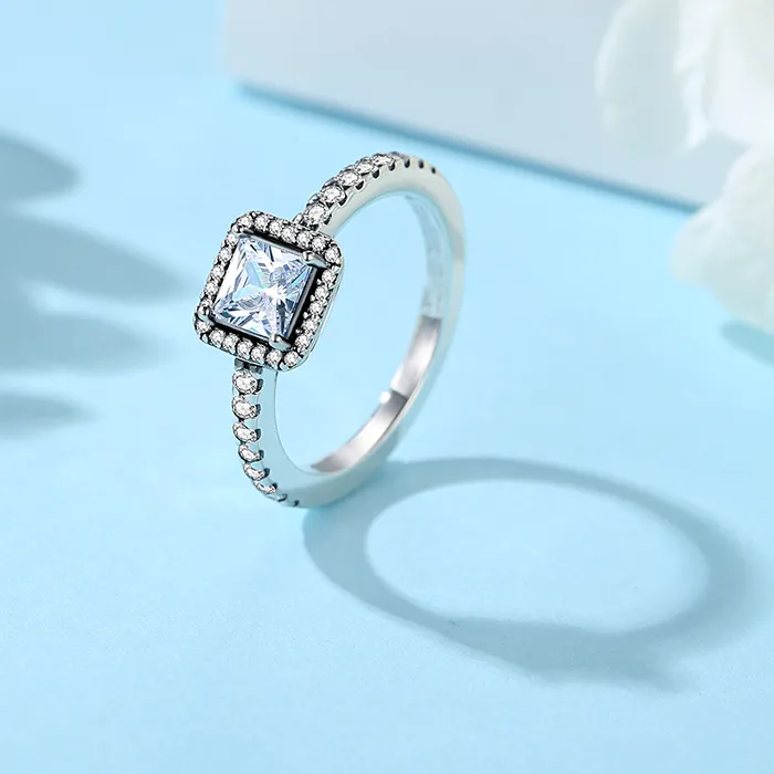 Authentic 925 Sterling Silver Rings For Women Original Crown Love Heart Wishbone Engagement Wedding Rose Gold Crystal Ring Luxury Jewelry
