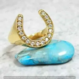 Authentic 2Ct Round Lab Created Horseshoe Pinky Ring For Men's Gift 14K Silver Gold Plated