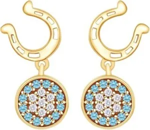 Authentic Radiant Fortune Horseshoe Circle Earrings in 14K Yellow Gold Plated Silver