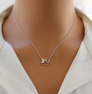 Authentic STG 18K Gold Plated Western Cowboy Boots and Horseshoe Pendant Necklace