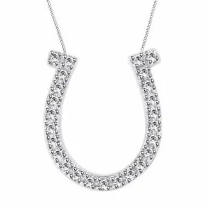 Authentic Lucky Charm of Abundance: 14k White Gold Plated Horseshoe Pendant