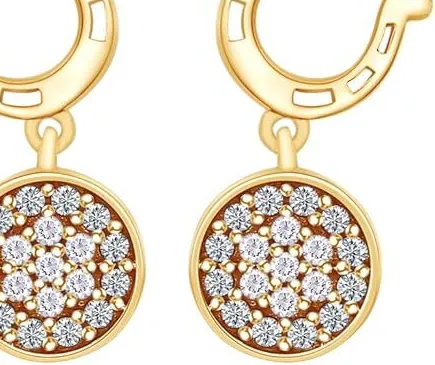 Authentic Horseshoe Circle Earrings Simulated Birthstone 14K Yellow Gold Plated Silver