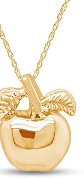 Authentic Apple Pendant 18" Necklace 14k Gold Plated 925 Sterling Silver